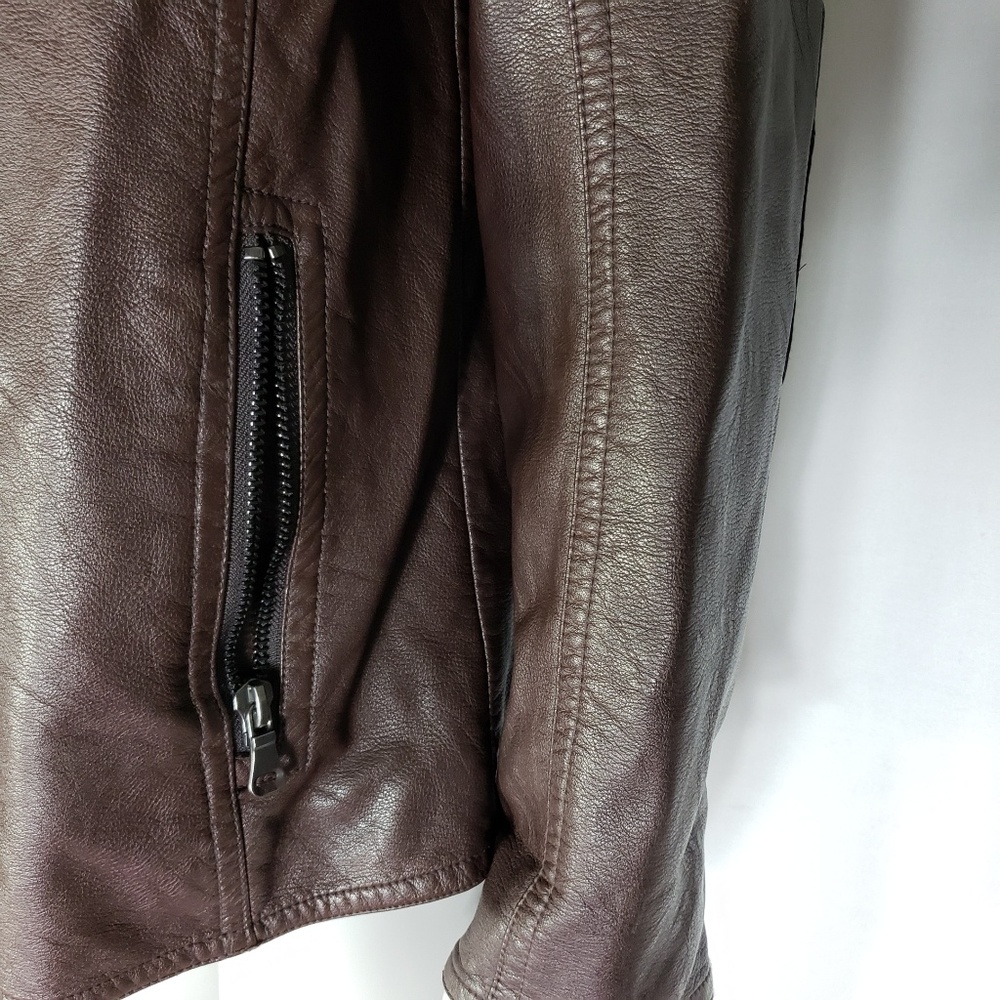 Pronto Uomo Mens Brown Leather Bomber Jacket Sz XL - Picture 5 of 8